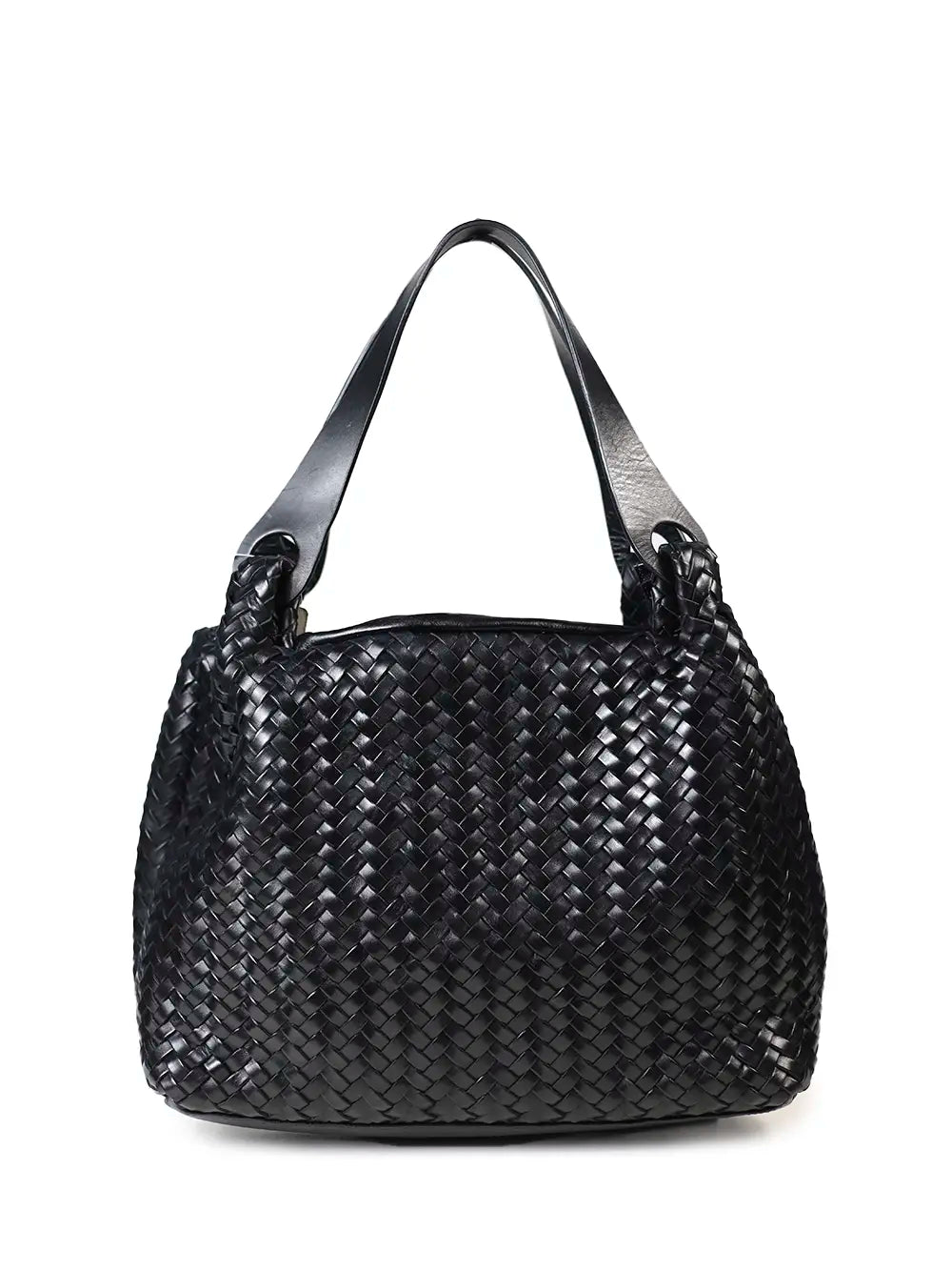 Sac en cuir tressé noir