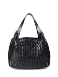 Sac en cuir tressé noir