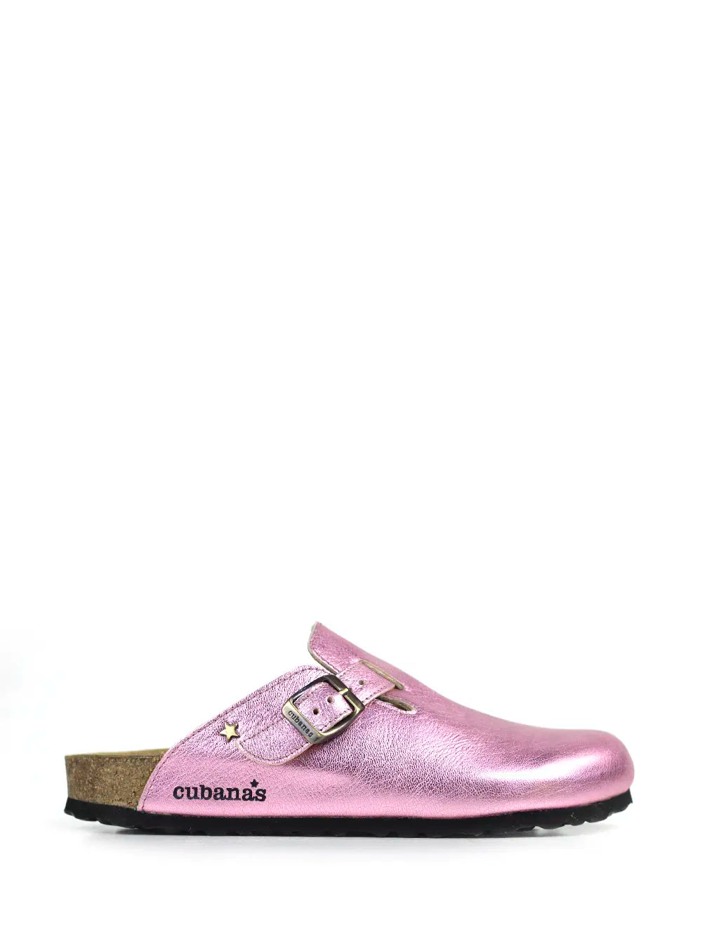 Sandalia María en Piel Rosa Metalizado