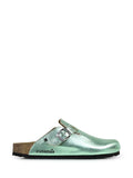 Maria sandal in metallic green leather