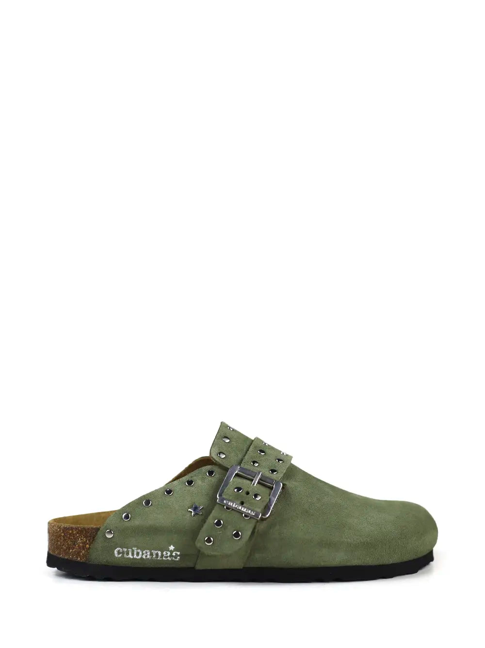 Sandália Maria em Camurça Verde e Tachas