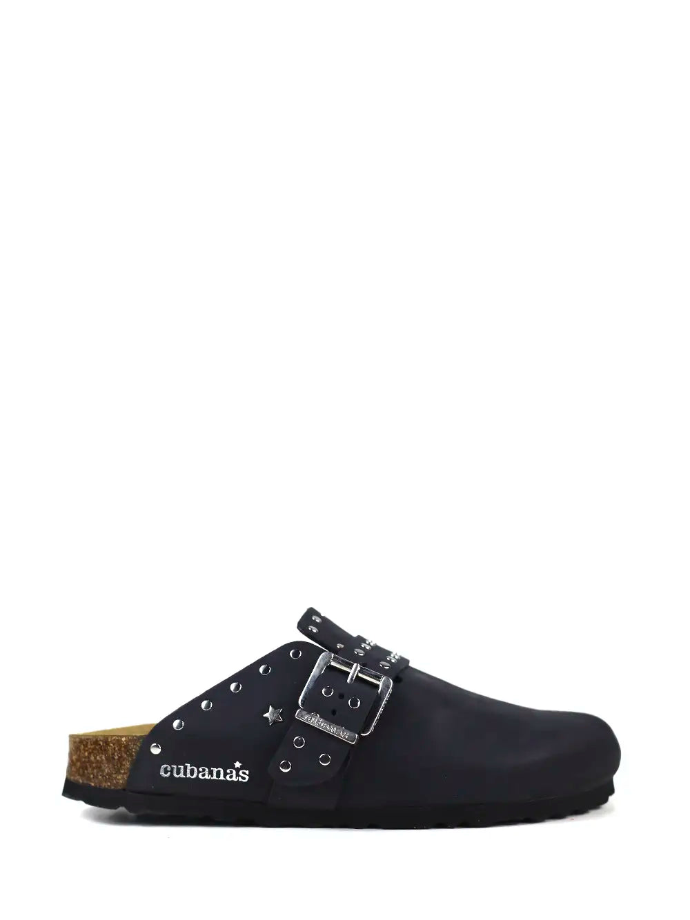 Sandalias María en Piel Negra y Tachuelas