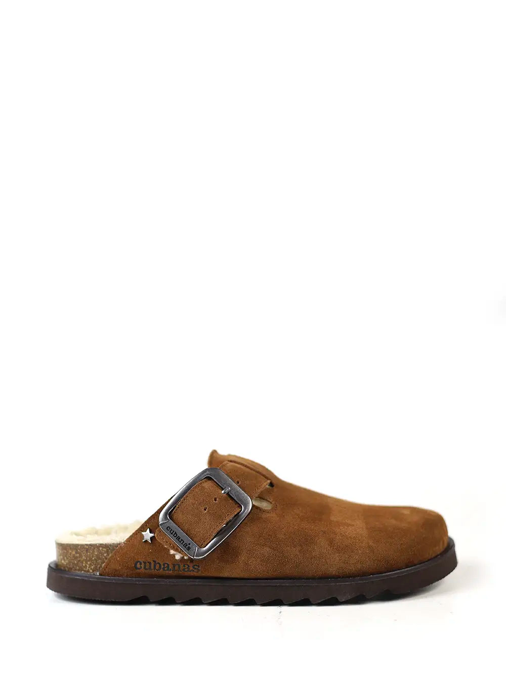 Maria Sandal in Brown Suede and Natural Fur – Cubanas Shoes