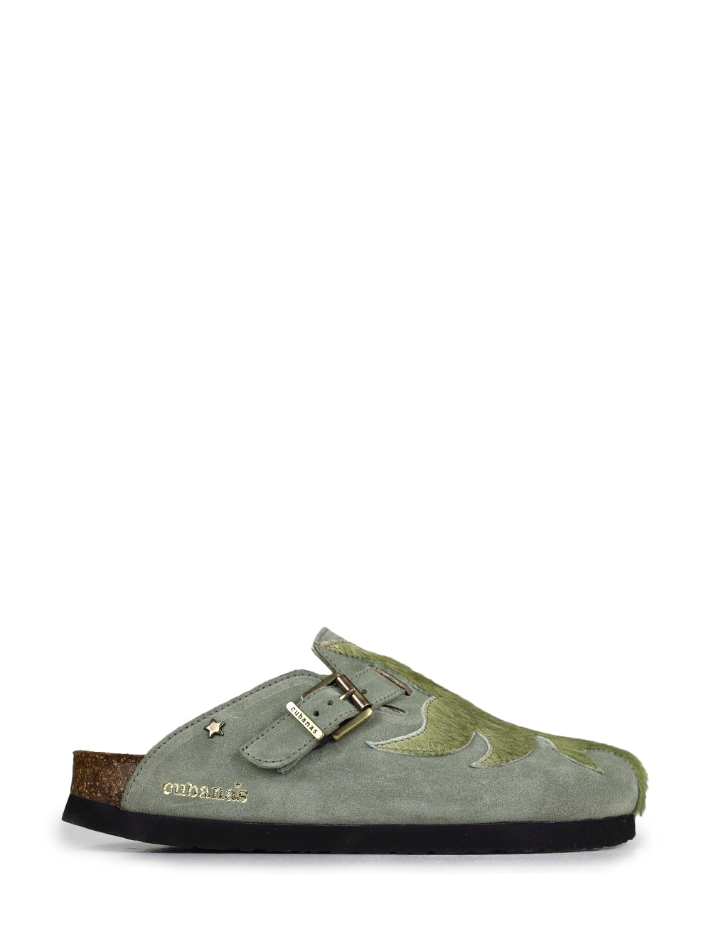 Sandale Maria en Daim et Fourrure Verts