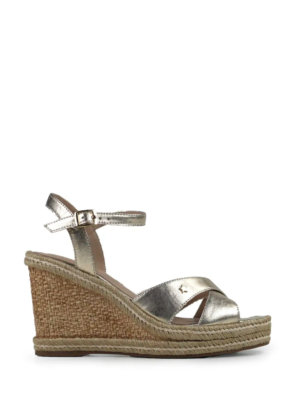 Gold Leather Cross-Strap Sandals
