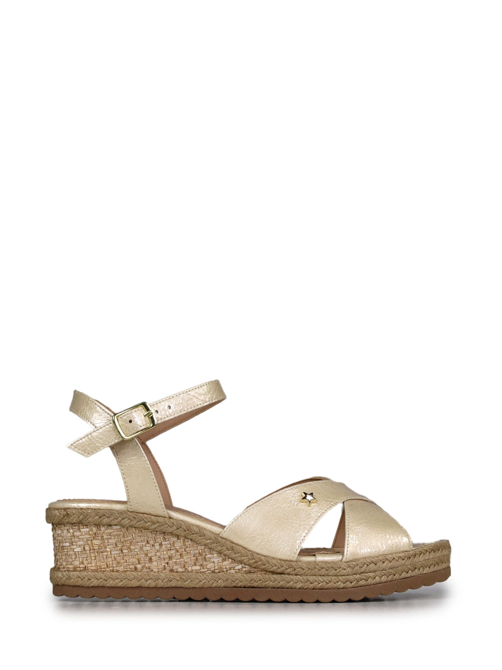 Beige Leather Platform Sandals