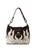 Brown Suede and Cow Print Bag