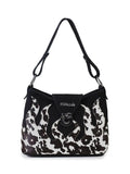 Black Suede and Cow Animal Print Bag