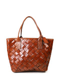 Shopper-Tasche aus geflochtenem braunem Leder