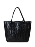 Mala Shopper Preta em Pele Entrançada
