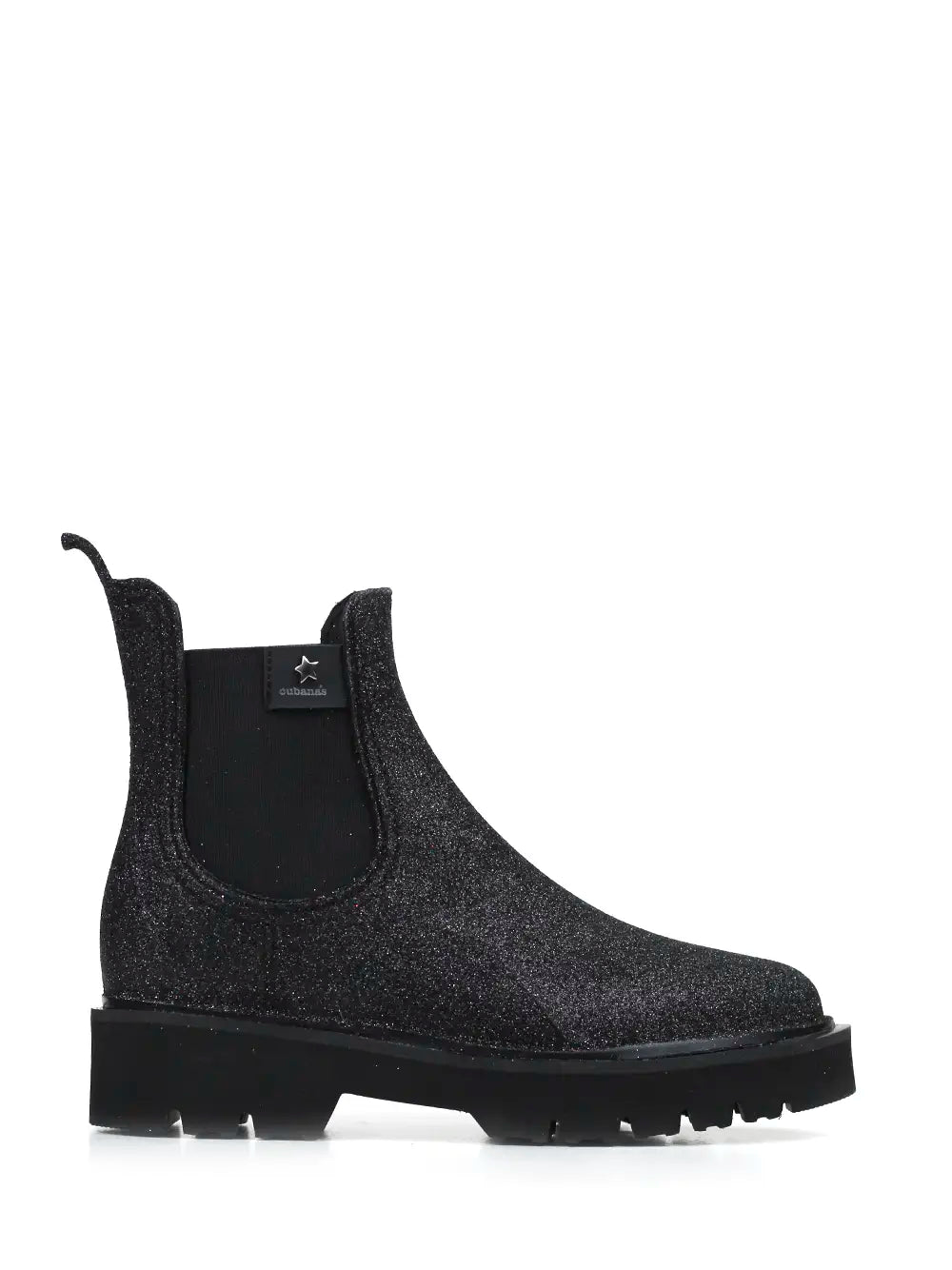 Black PVC Rain Boot with Glitter