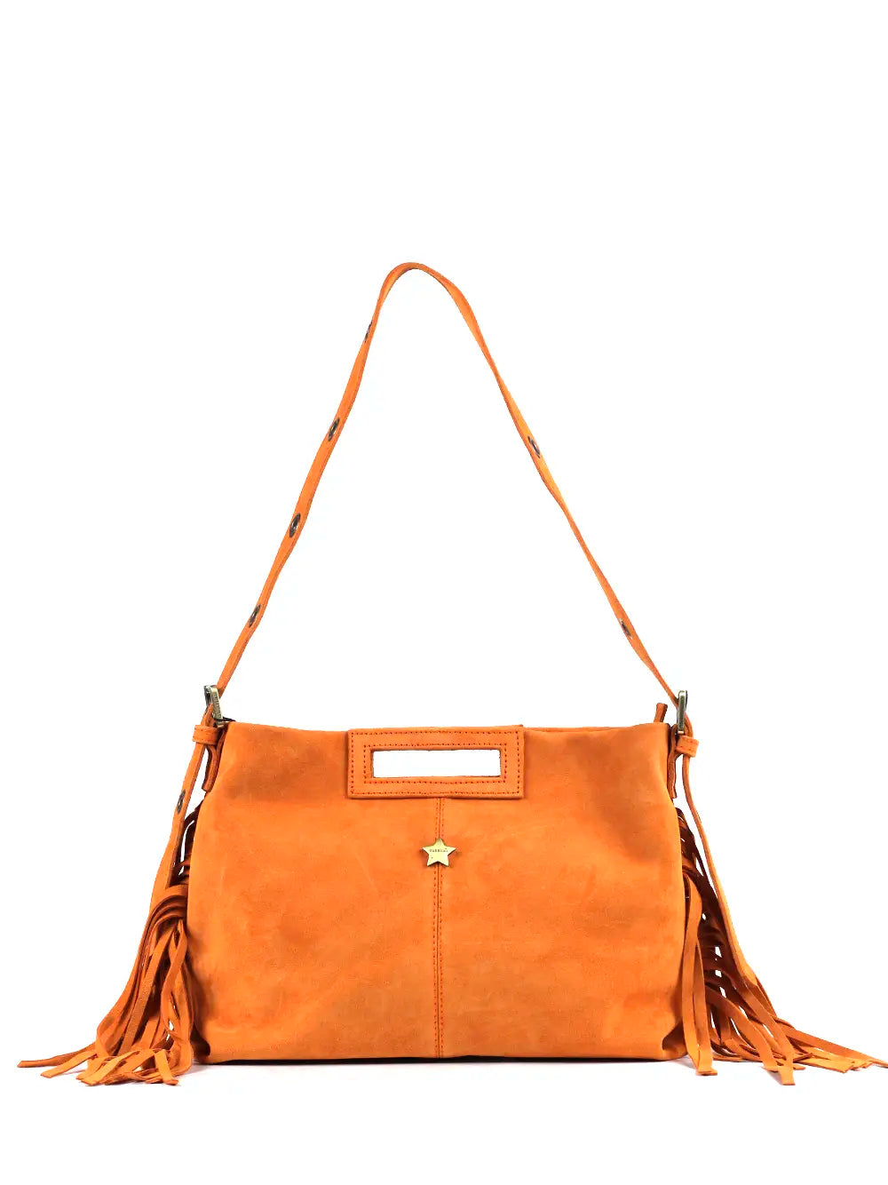 Orange Suede Fringe Bag