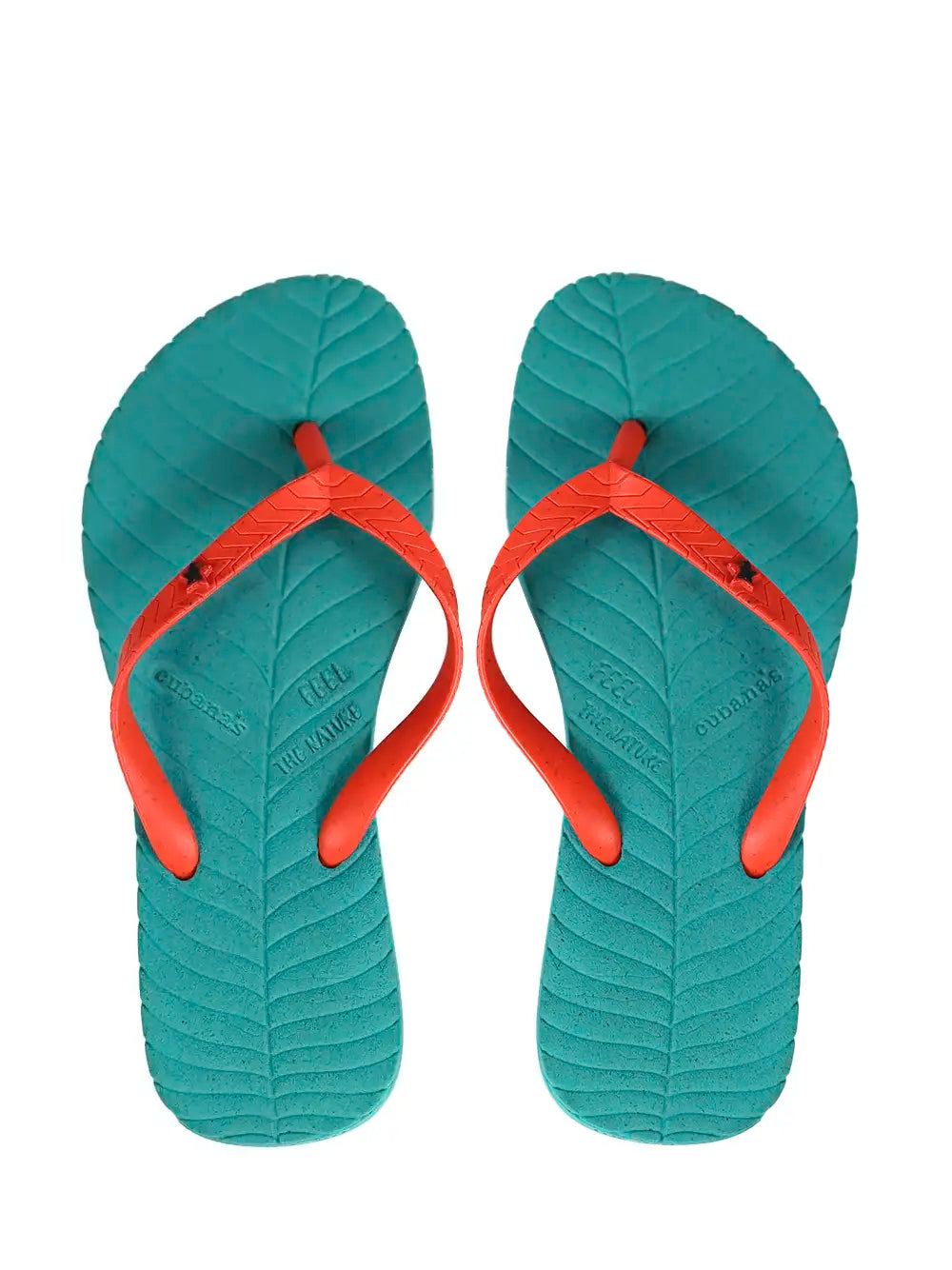 Green Slippers with Orange Stripes