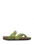 Nazare Sandals in Green Leather with Straps