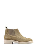 Beiger Wildlederstiefel mit beiger Sohle