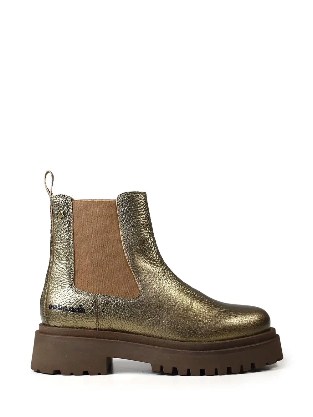 Bota de Piel Dorada y Suela de Oruga