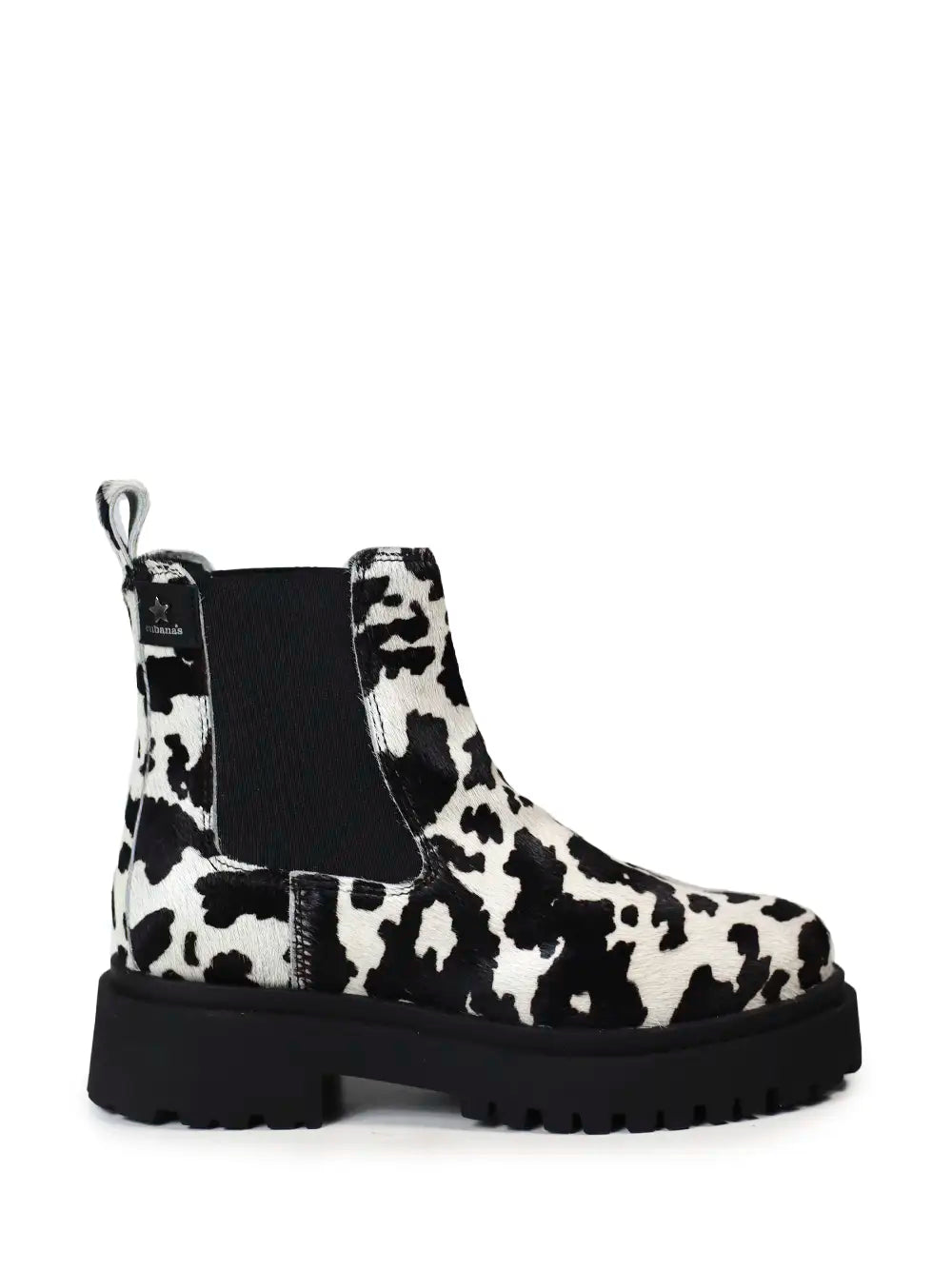 Bota Preta em Animal Print de Vaca