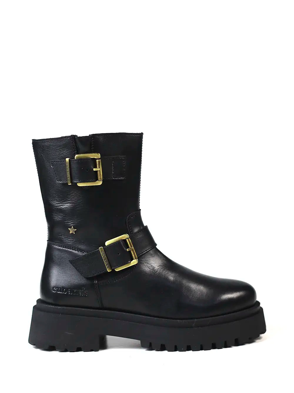 Black Leather Boot with Buckles