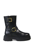 Black Leather Boot with Buckles