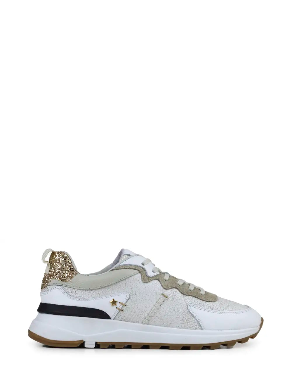 Zapatillas de Piel Blancas con Detalle de Purpurina