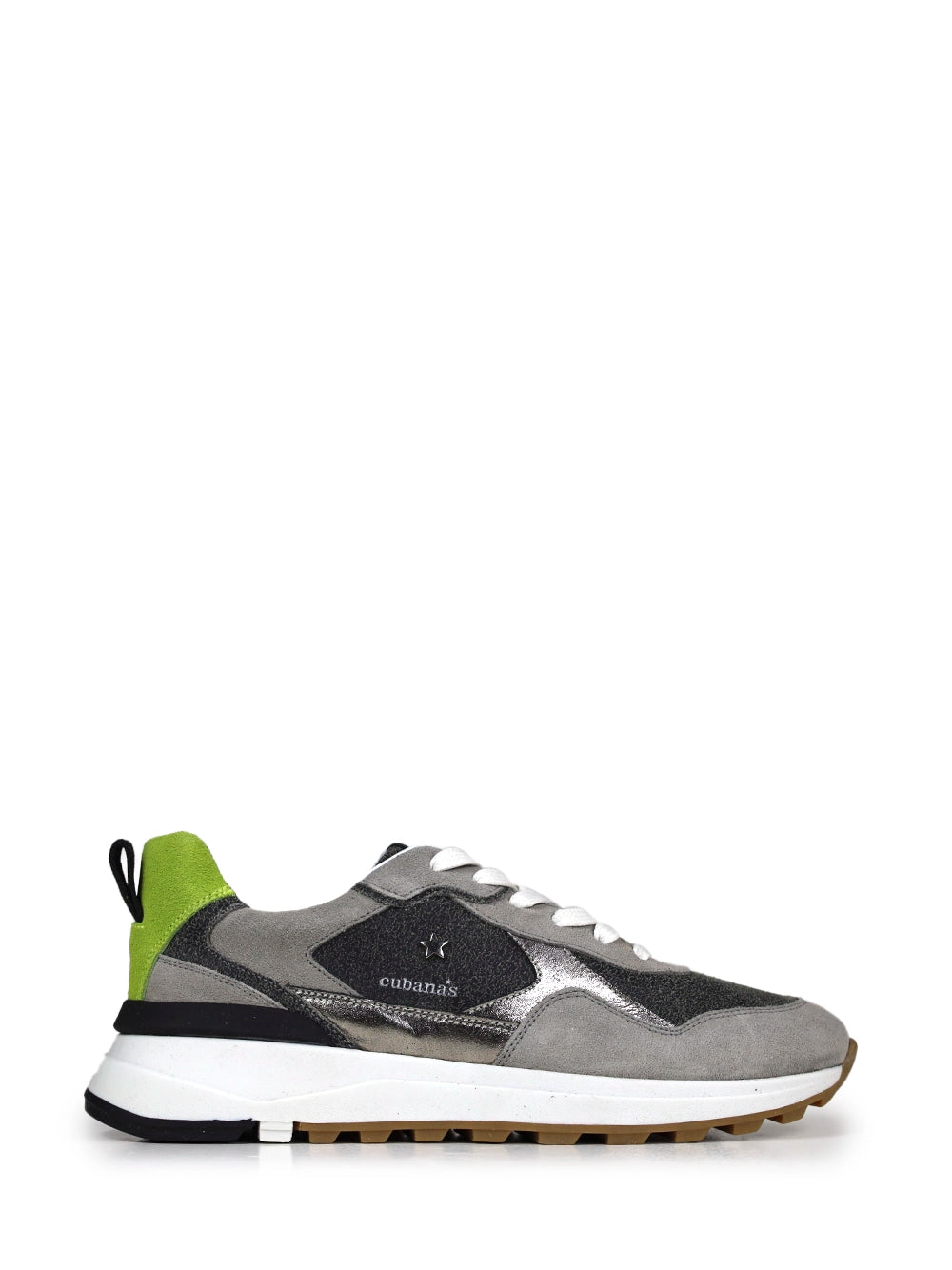 Grey and Green Suede Sneakers