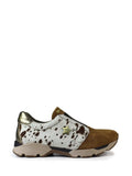 Brown Suede Sneakers with Cow Animal Print