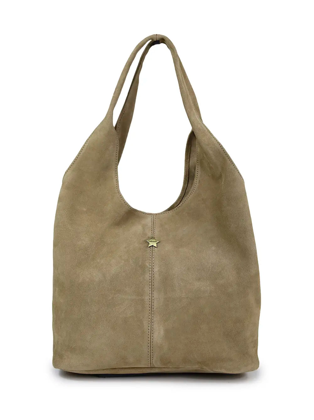 Beige Leather Shopper Bag