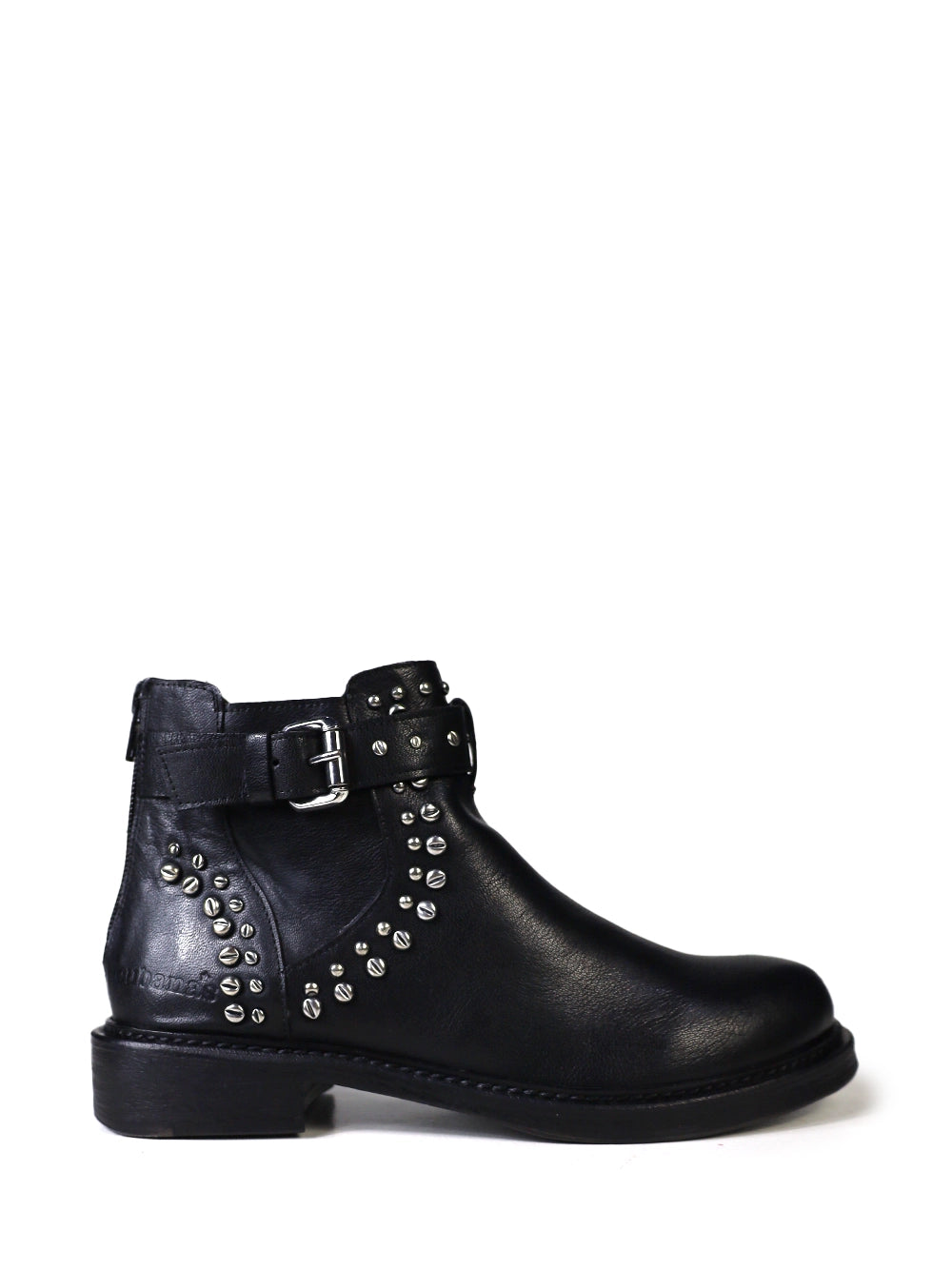 Bota Preta em Pele com Tachas