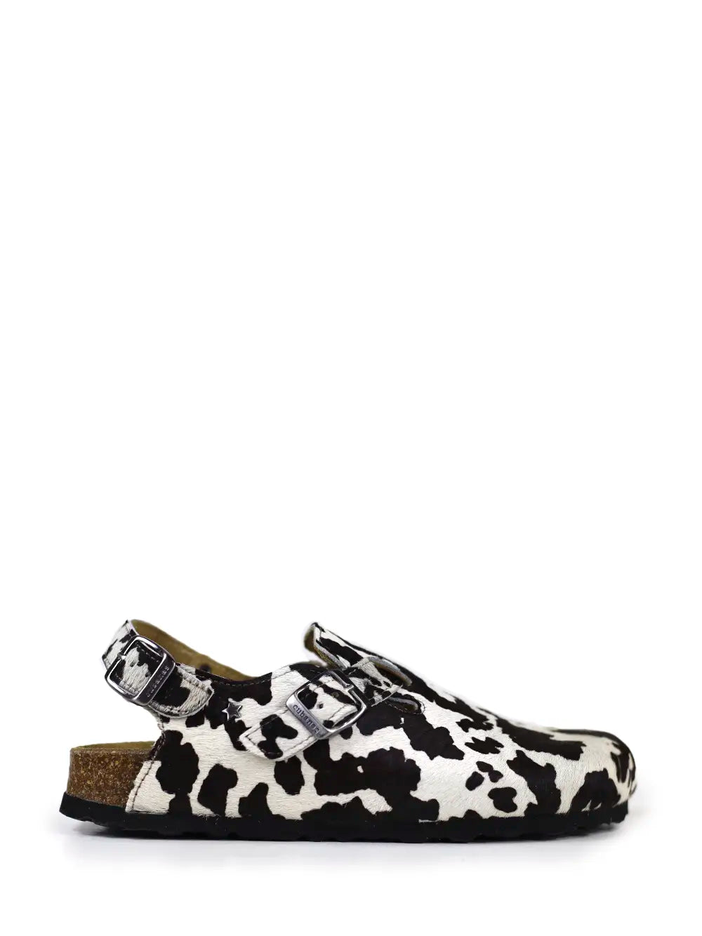 Sandalia Sofía de estampado animal de vaca