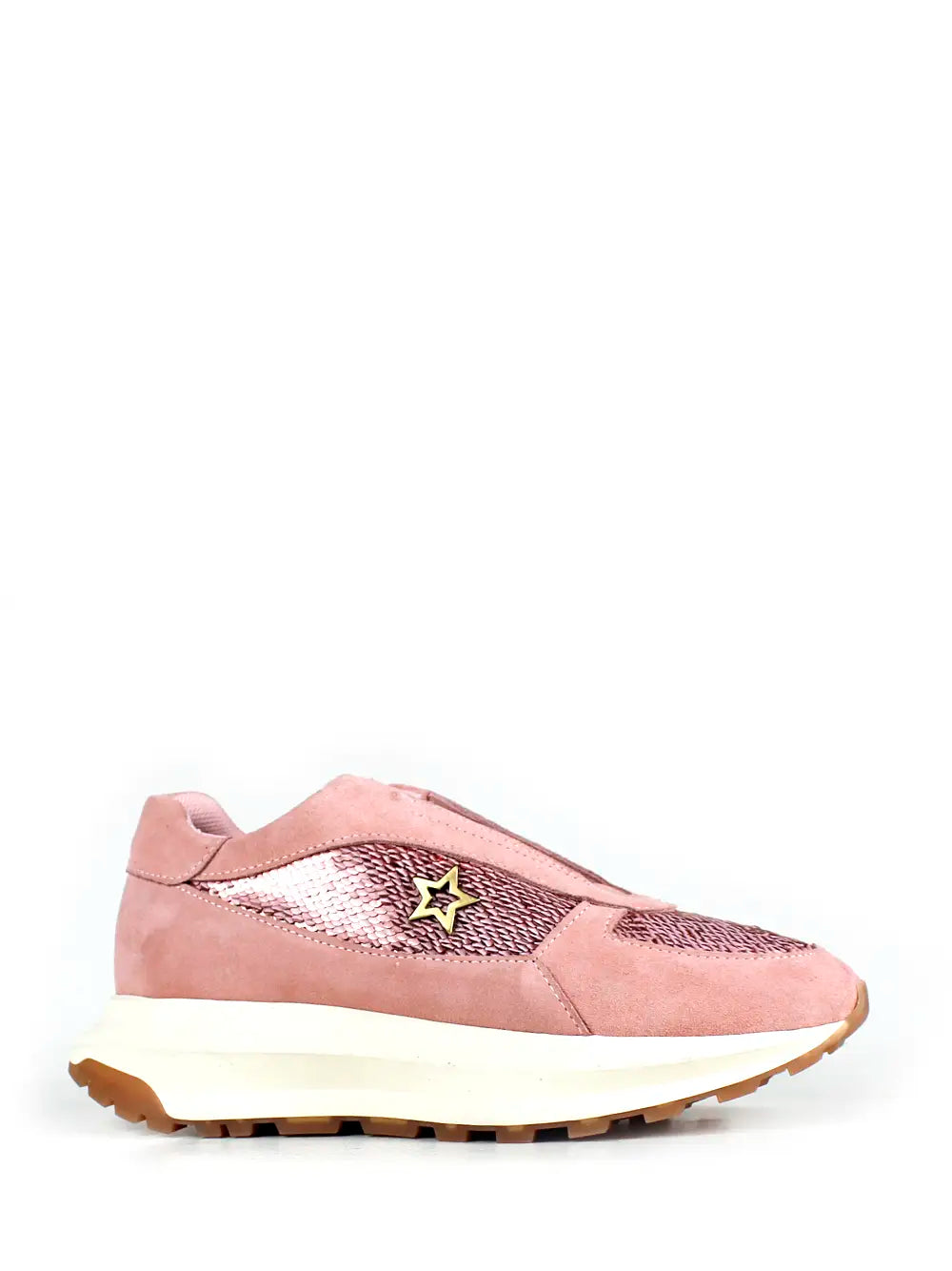 Pink Suede and Glitter Sneakers