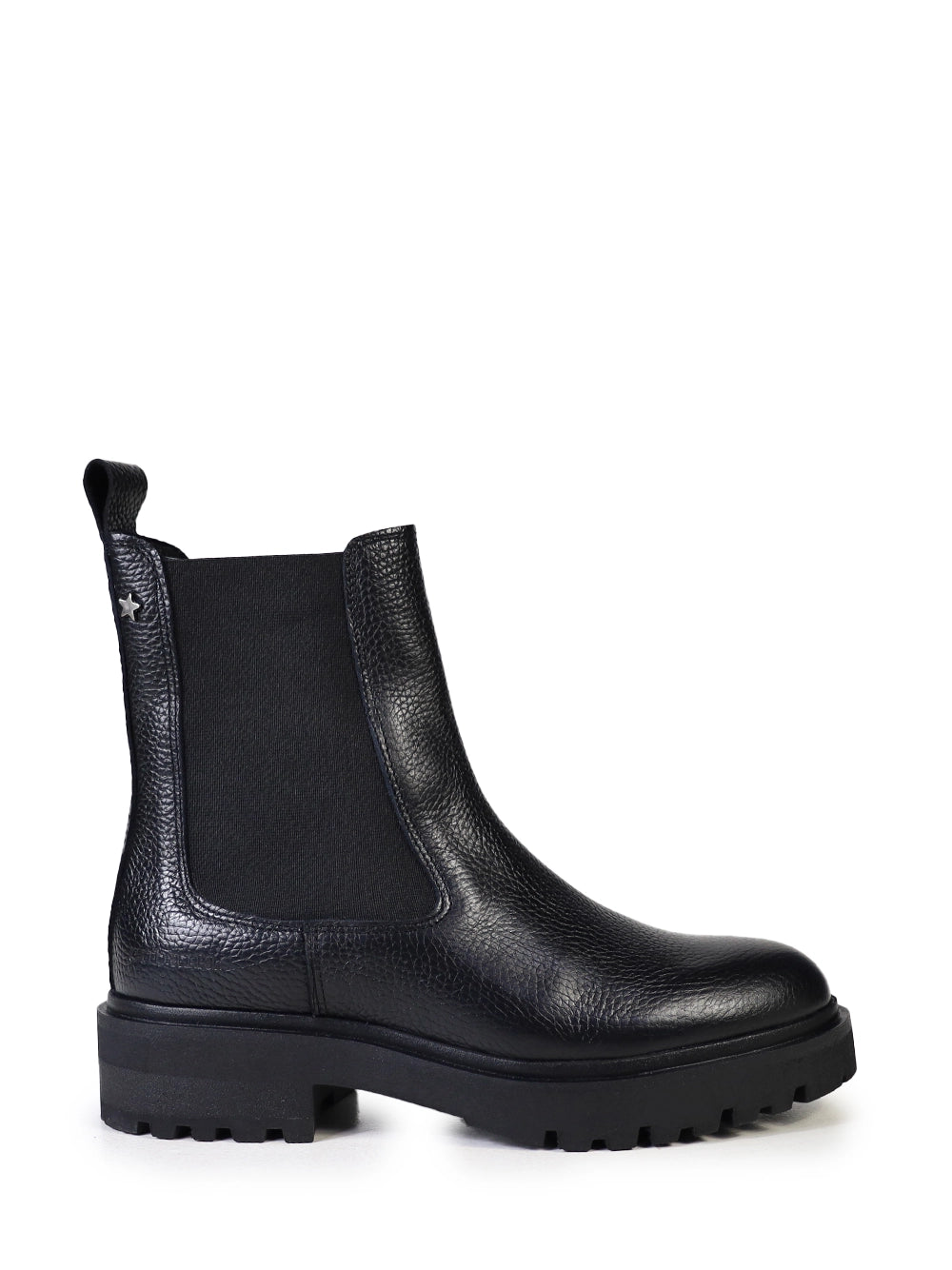 Bota Preta em Pele e Cano Médio