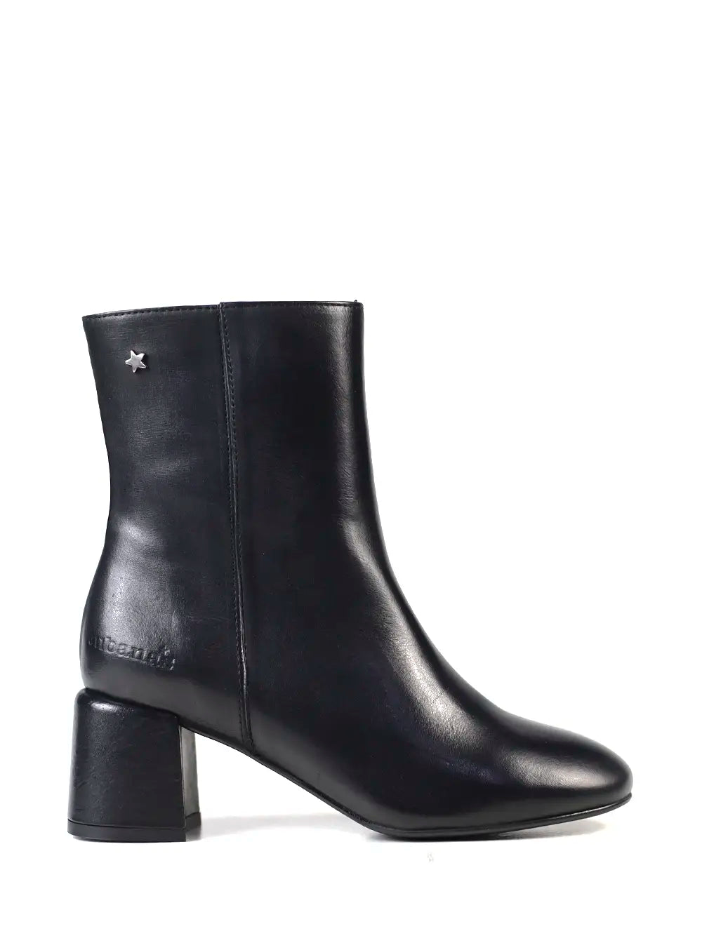 Botte en cuir noir à bout rond