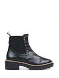 Black Leather Boot with Gold Details