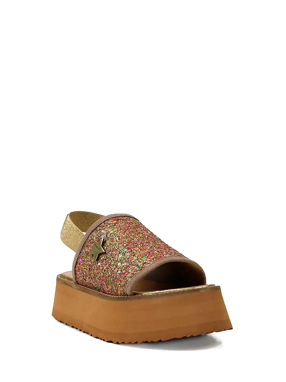 Brown Glitter Platform Sandals