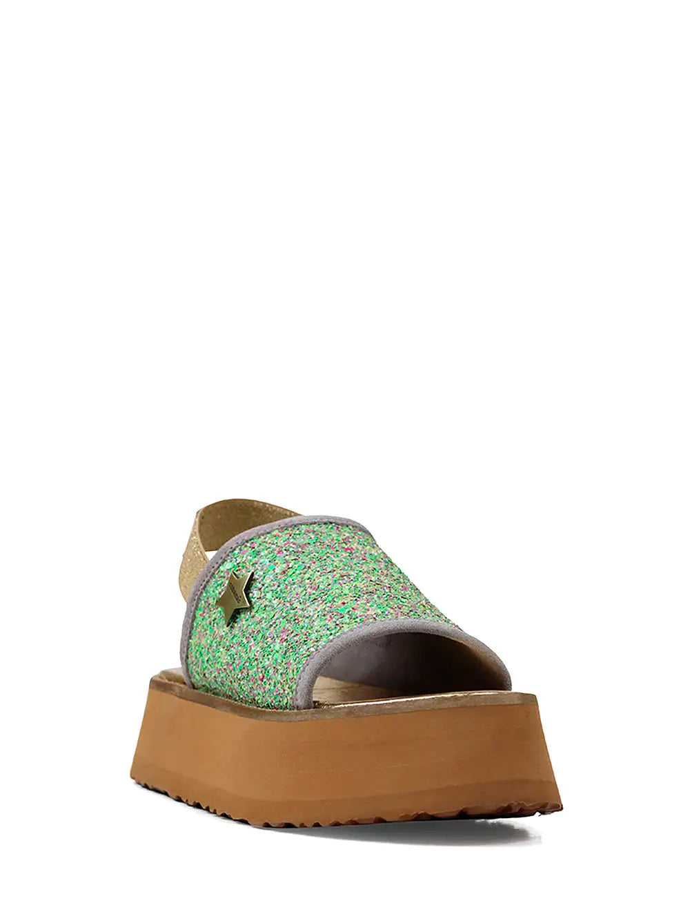 Green Glitter Platform Sandals