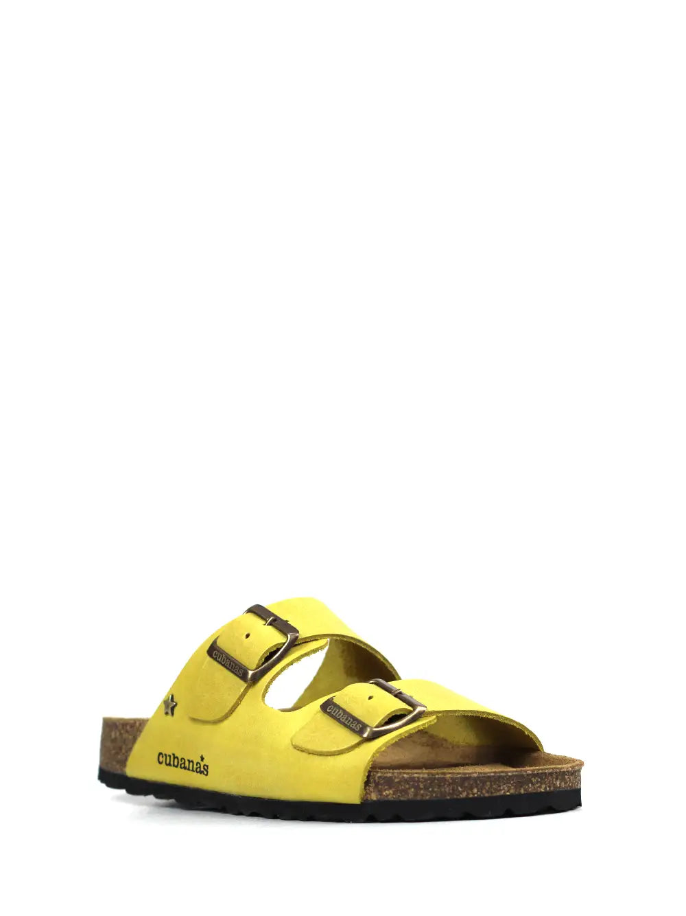 Amalia Sandal in Yellow Leather with Two Straps