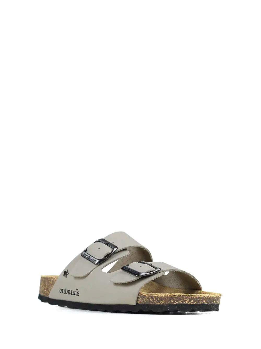Amalia Sandal in Off-White Leather with Two Straps
