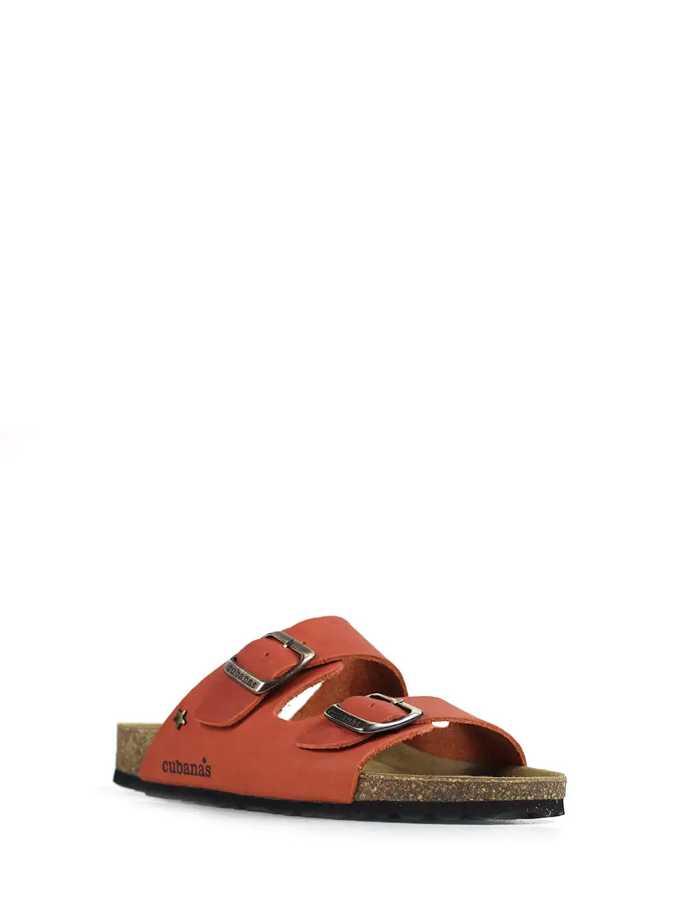 Amalia Sandal in Orange Leather with Two Straps
