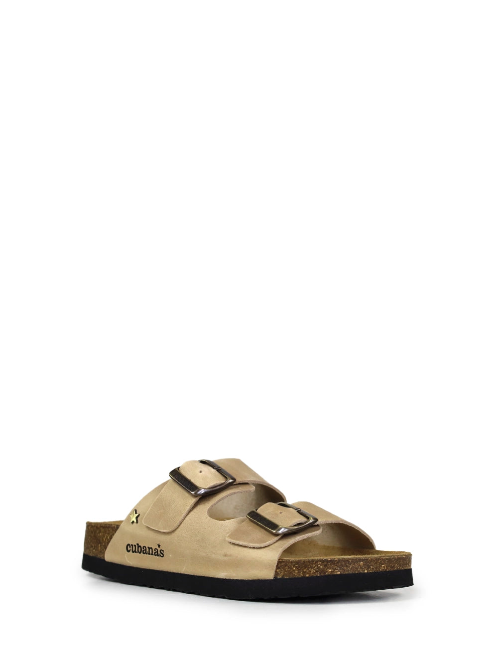 Sandália Amália em Pele Beige com Duas Tiras