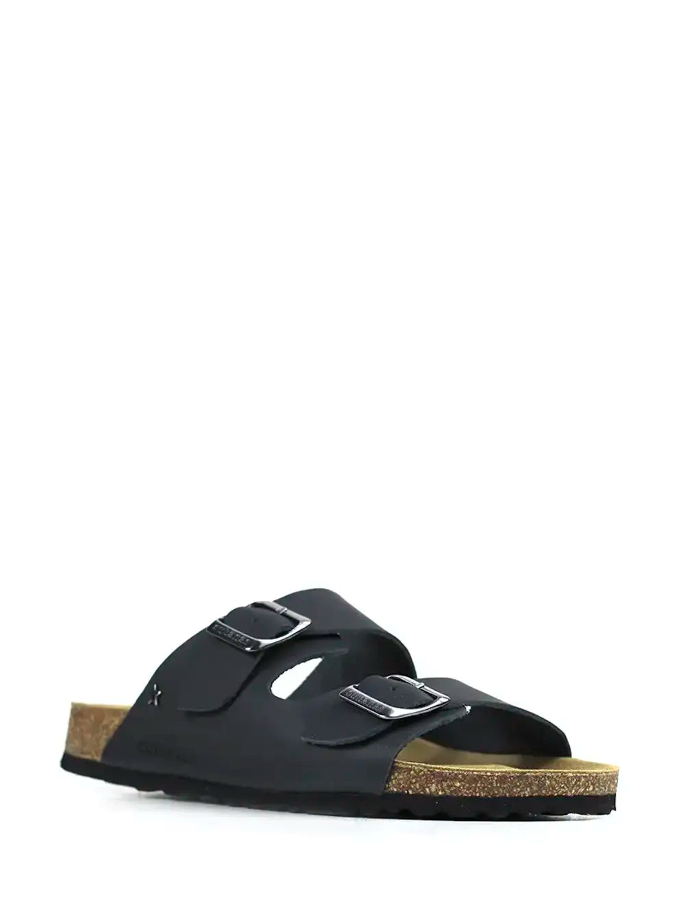 Men's Dark Blue Leather Sandals with Two Straps
