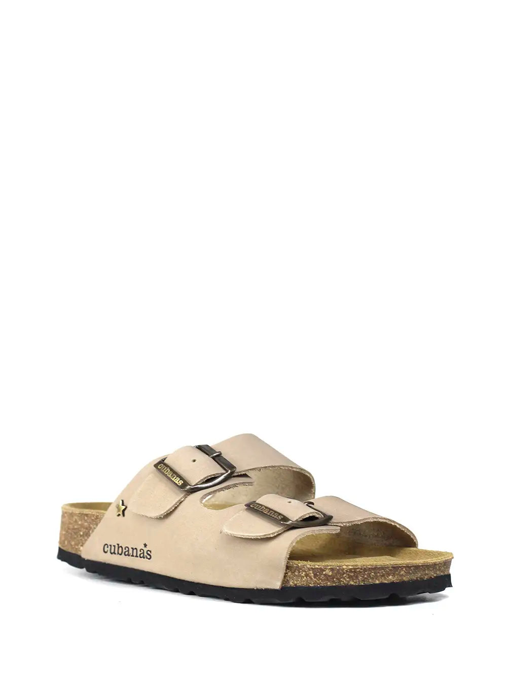 Sandália Homem em Pele Beige com Duas Tiras