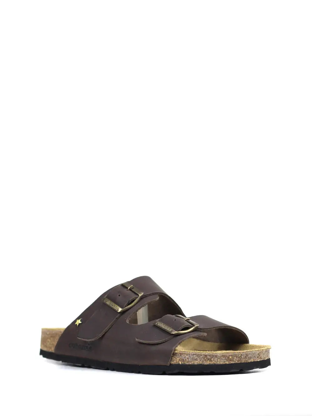 Sandália Homem em Pele Castanha com Duas Tiras