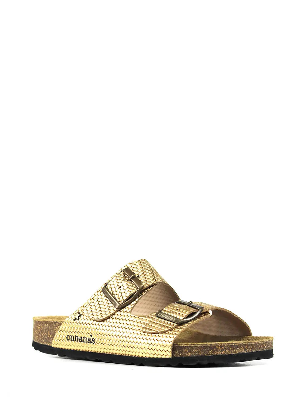 Amalia Sandal in Gold Leather with Two Straps