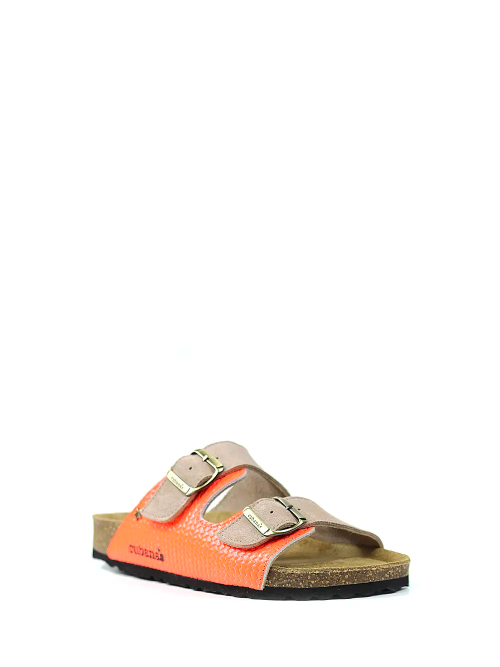Amalia sandal in gray suede and orange leather