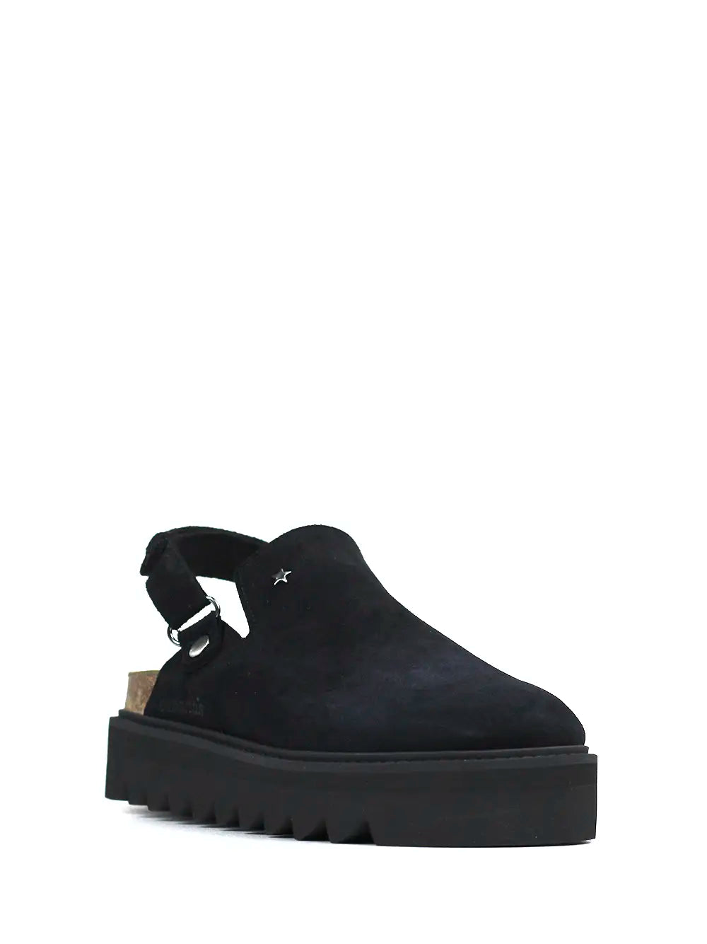 Sandália Aurora em Camurça Preta e Plataforma