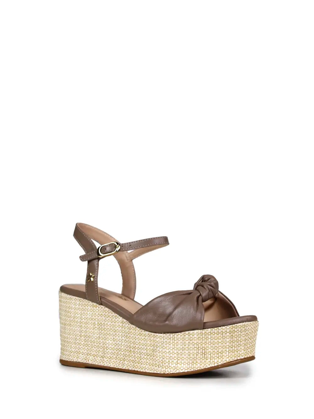 Sandale à plateforme en cuir marron