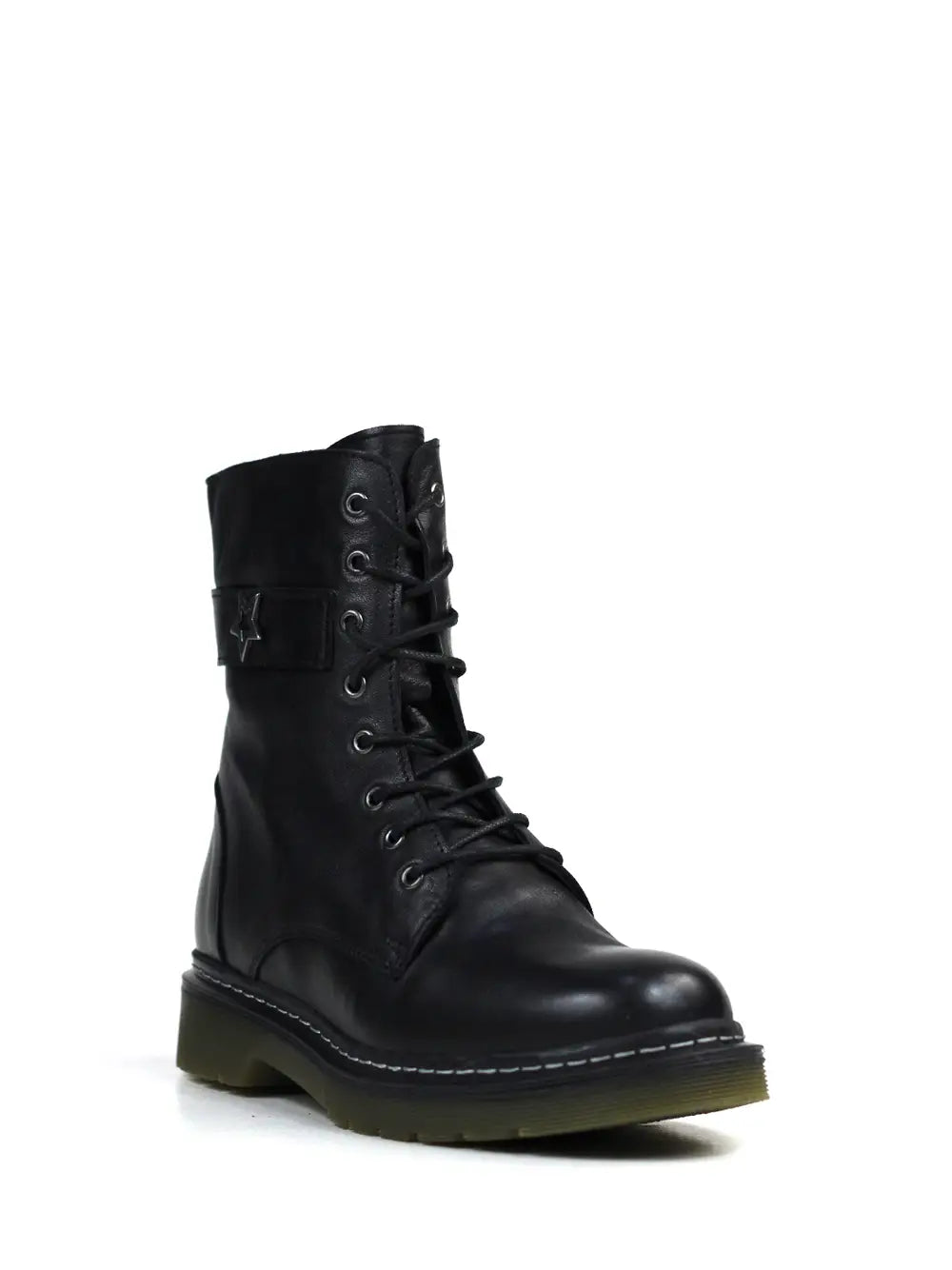 Bota negra de piel
