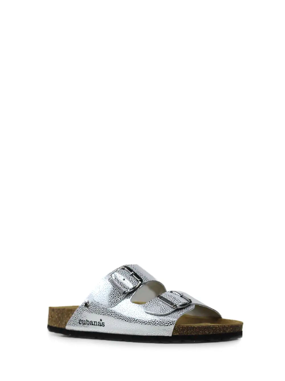 Amalia Sandal in Silver Leather with Two Straps