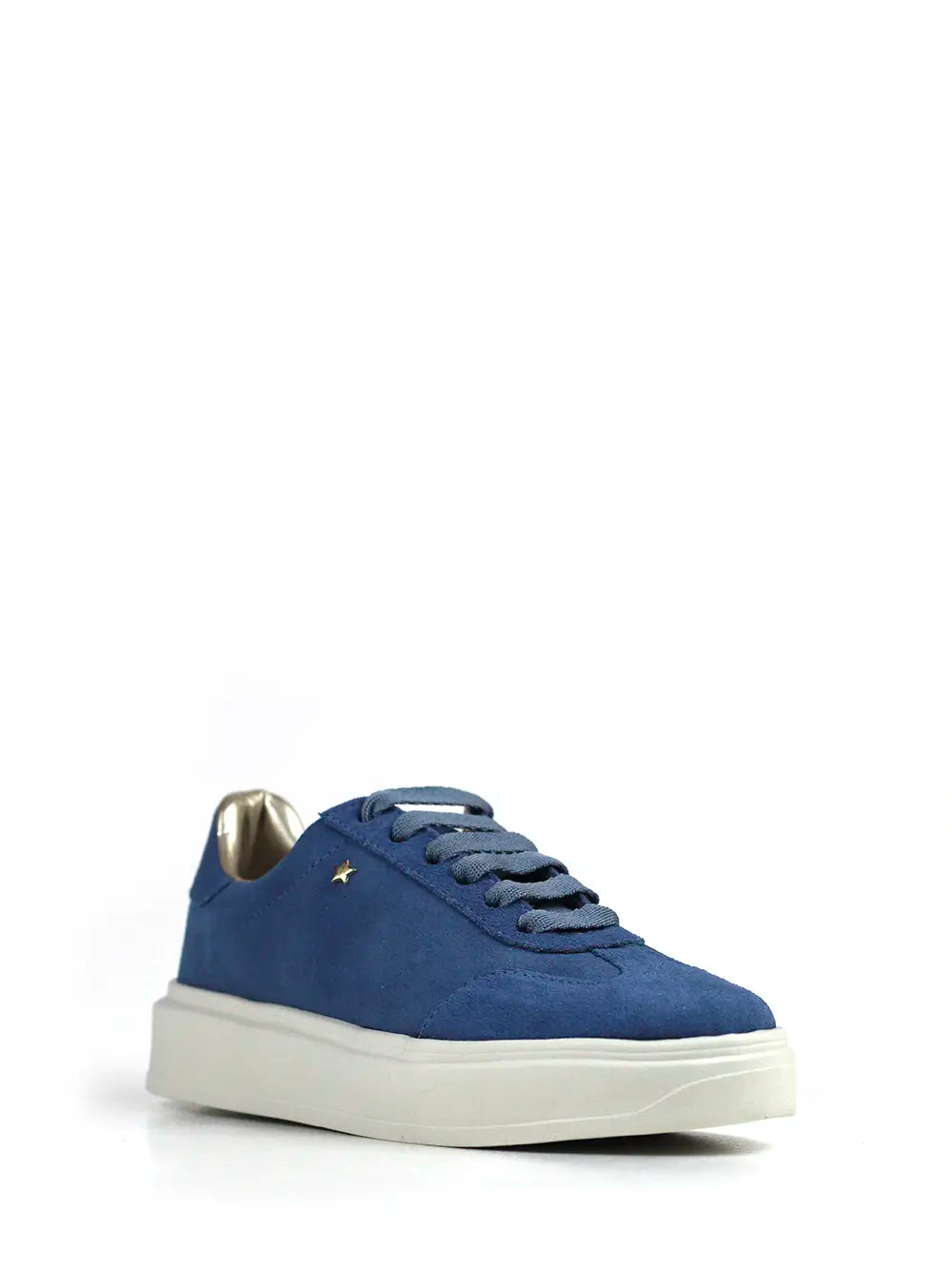 Blue Suede Sneakers with Chunky Sole