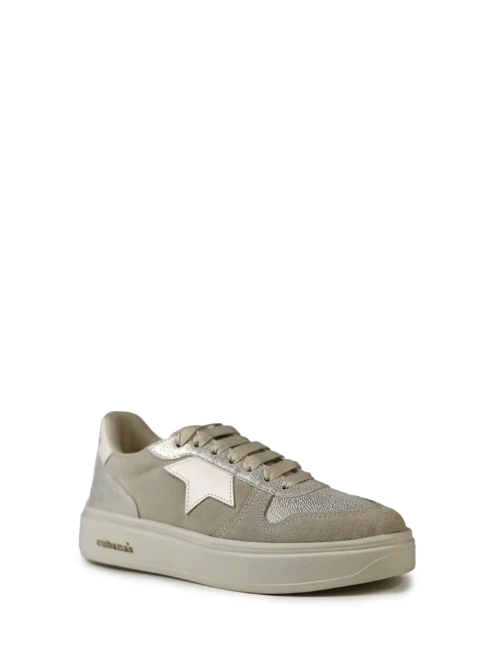 Ténis em Camurça Beige e Sola Volumosa